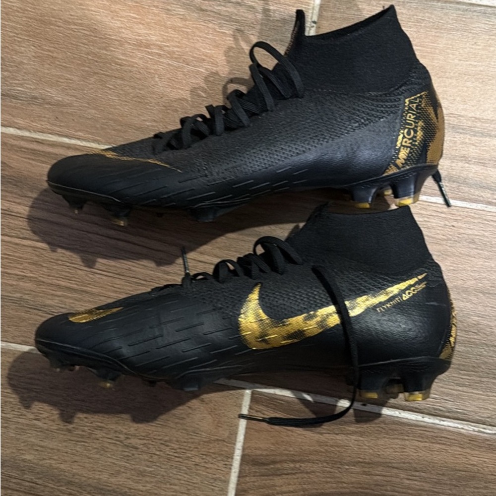 9 US ACC Mercurial Superfly 6 Elite FG Black and Gold